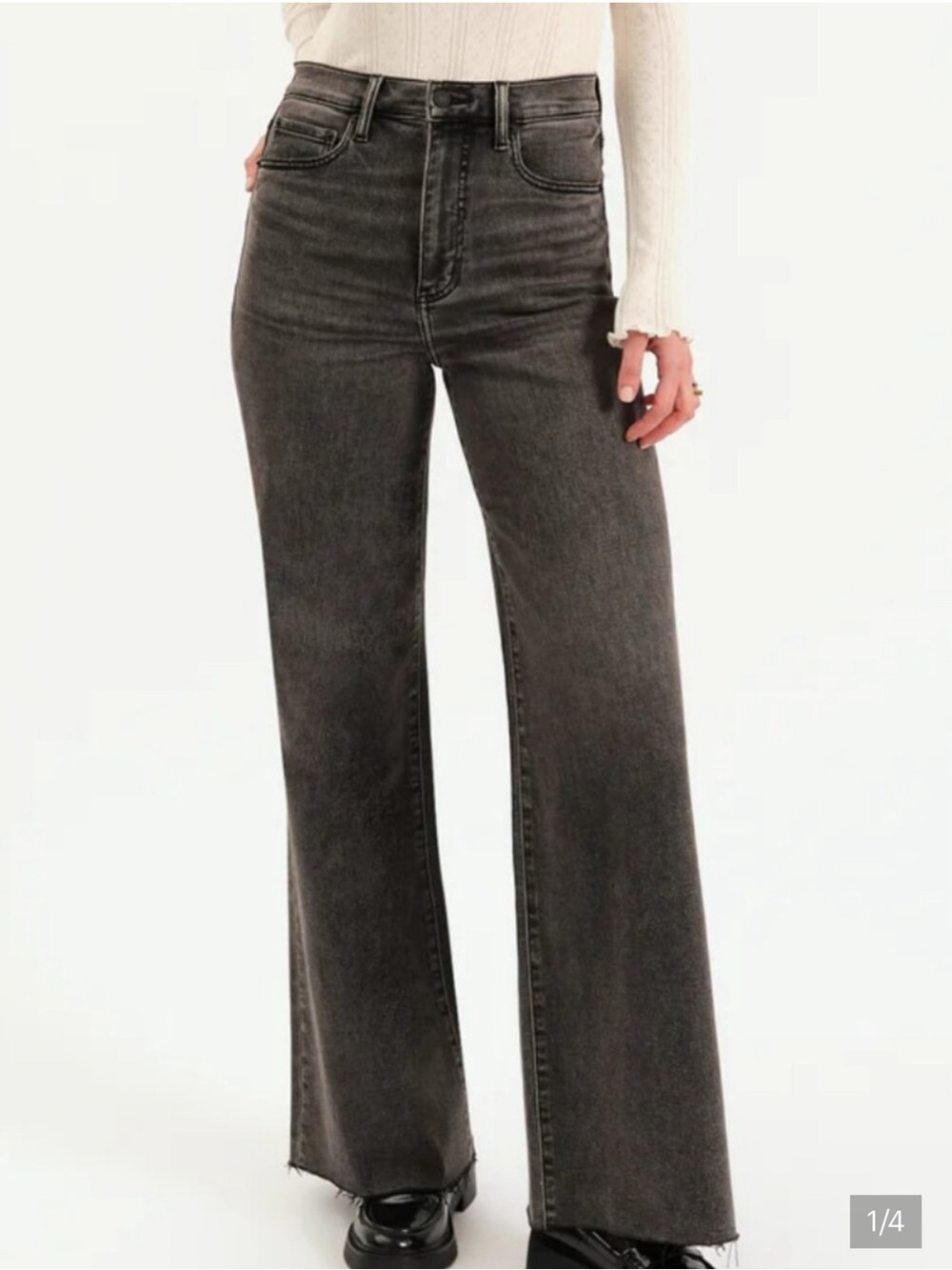Daze Far Out High Rise Wide Leg Jeans in Washed Black